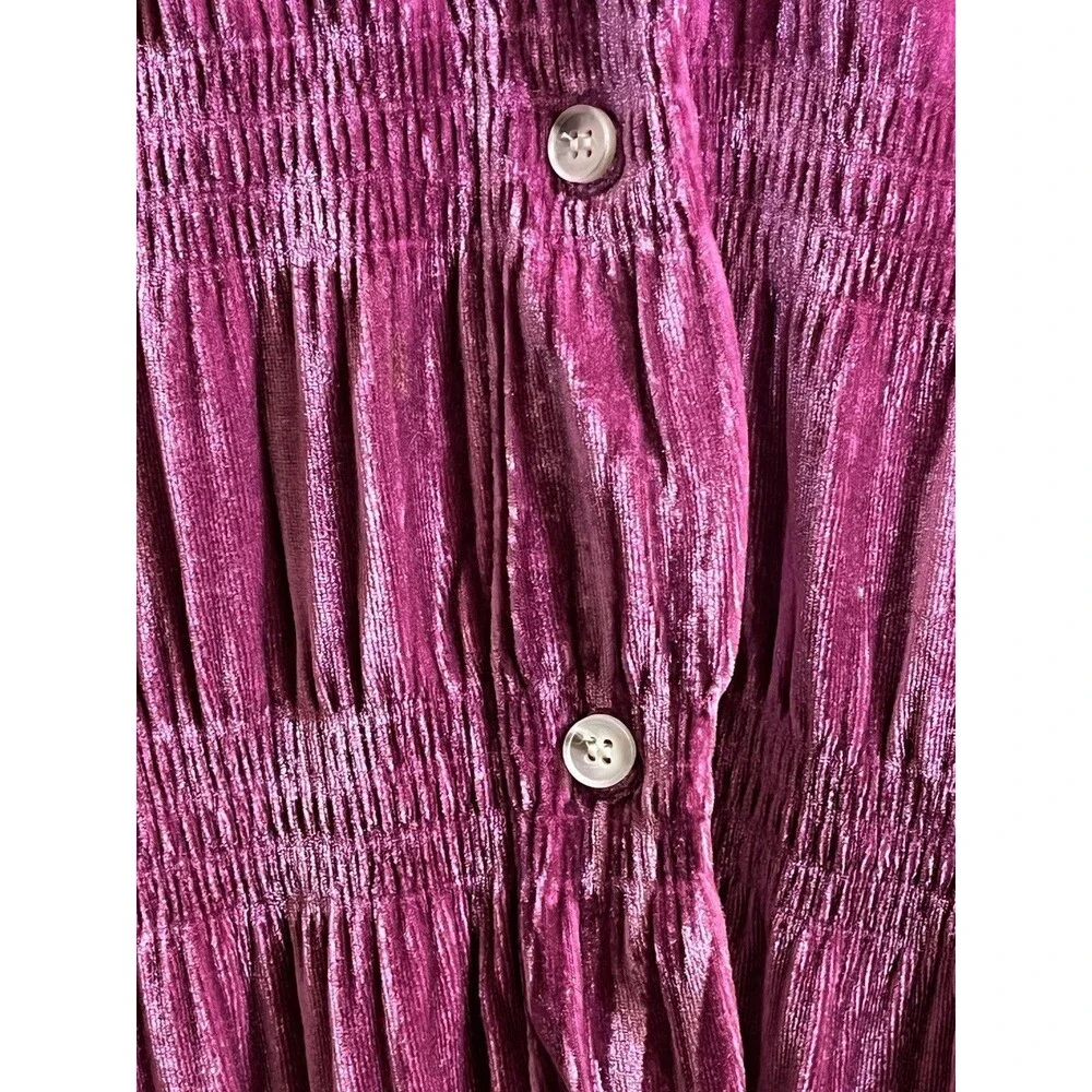 BiBi Love The Drama Hibiscus Purple Velvet Blouse XL - Picture 4 of 11